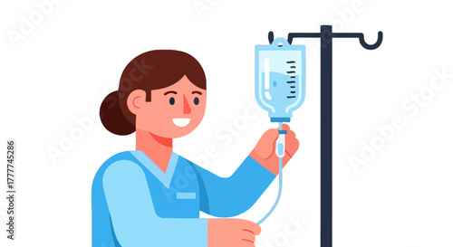 Medical Professional Administering Intravenous Fluids Delivering Health Care Treatment Procedure