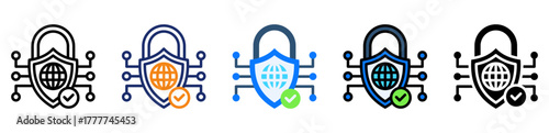 Network Security Icon Different Style Outline Collection Set 