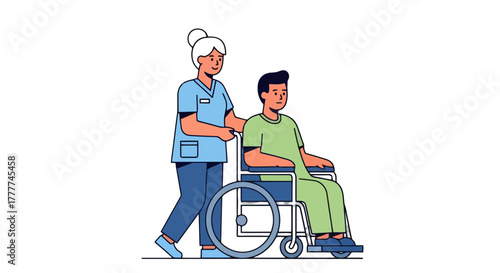 Medical Professional Assisting A Patient In A Wheelchair For Care And Support