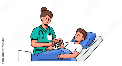 Medical Professional Attending To Patient, Healthcare, Medical Assistance And Recovery