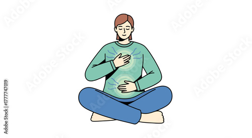 Meditating Figure with Illuminated Energy Field, Inner Peace and Calmness in the Dark