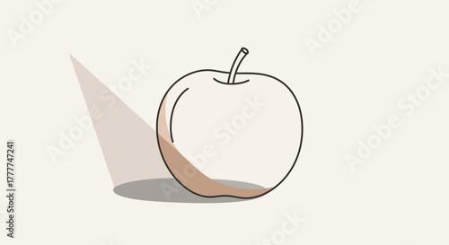 Minimalist Apple Illustration Displaying Light And Shadow With Subtle Color Tones