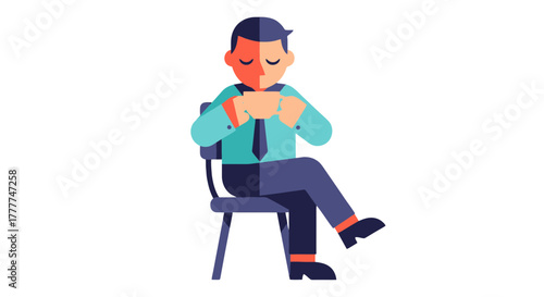 Meditative Businessman Quietly Contemplating And Relaxing In Comfortable Seated Position