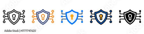 Cyber Security Icon Different Style Outline Collection Set 