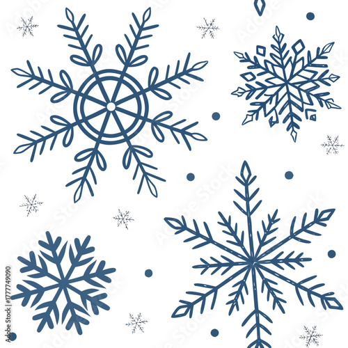 Hand drawn snowflakes pattern for winter holidays