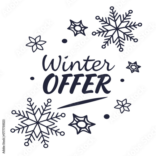 Winter offer design with snowflakes and dots