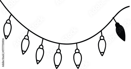 Festive string light garland with colorful bulbs and decorative elements