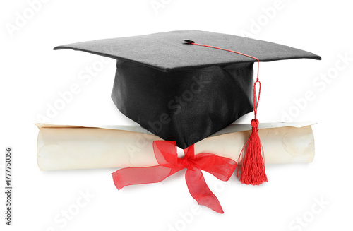 Wallpaper Mural Diploma and graduation hat isolated on white Torontodigital.ca