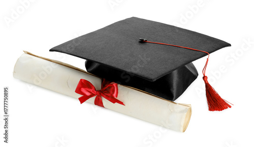 Wallpaper Mural Diploma and graduation hat isolated on white Torontodigital.ca
