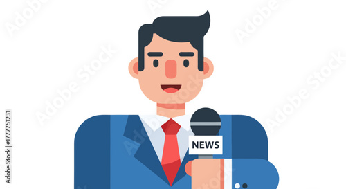 News Reporter Presenting Facts And Information With A Microphone In Hand
