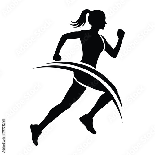 Female Runner silhouette with athletic sweeping lines