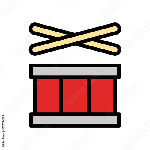 Vector Illustration of Red Snare Drum and Stick