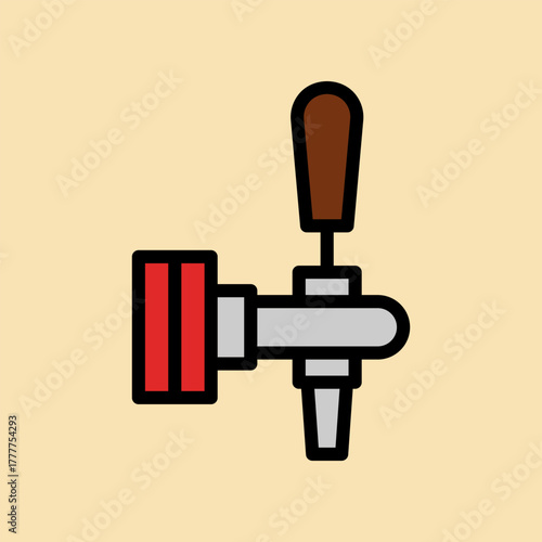 Illustration Of A Beer Tap And Faucet Handle With Spout For Bar Or Kitchen Use