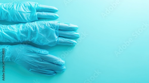 Medical Gloves Displayed Against a Blue Background