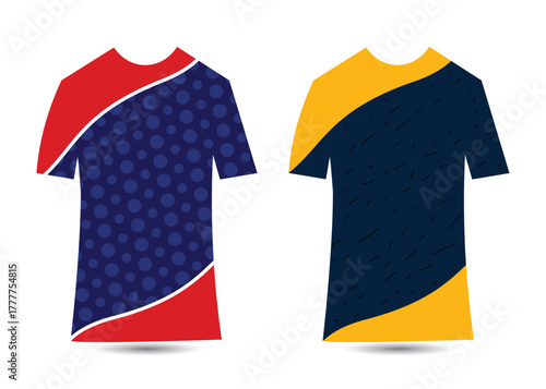 Modern Sports T-Shirt Design Template, Abstract Colorful Jersey Mockup

