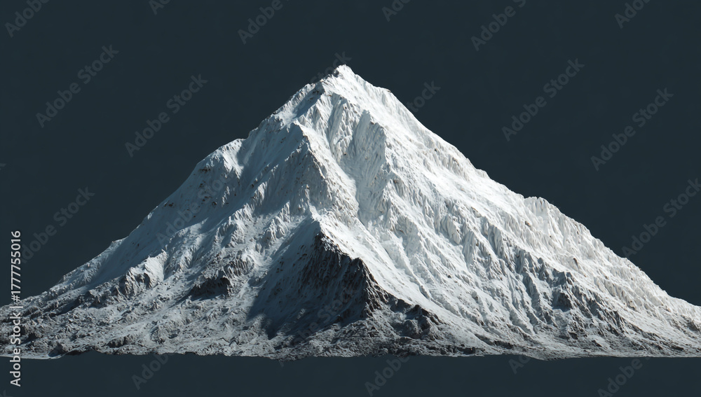 Fototapeta premium Snowy mountain peak on dark background