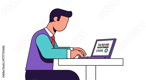 Online Tax Refund Application Processing And Status Check Illustration Presentation
