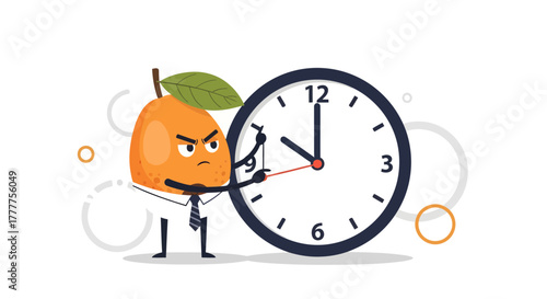 Orange Character Adjusting The Clock, Suggesting Deadline or Time Management Concept