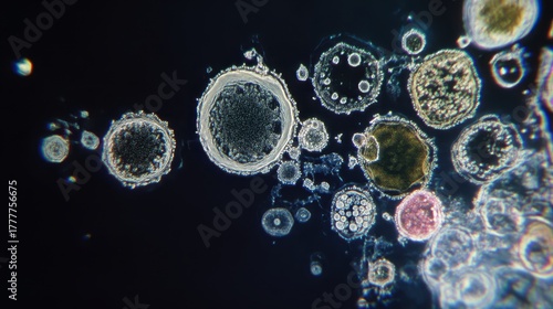 Microscopic View of Diatoms Showing Their Intricate Structures