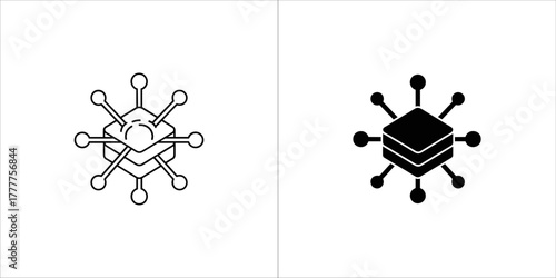 Abstract network structure with connected nodes