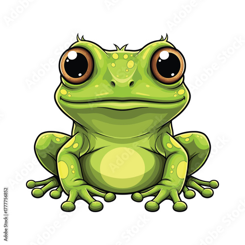Cartoon frog with big eyes, cute amphibian