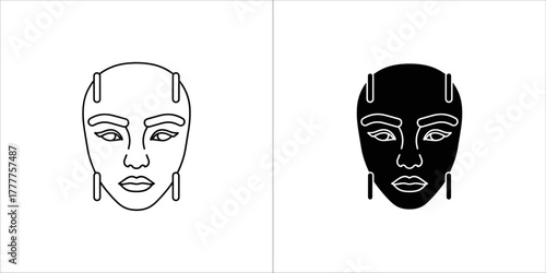 Outline and silhouette of a human face, representing identity and expression