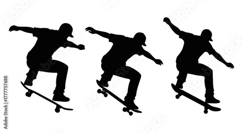 Silhouette of Skateboarder Performing Tricks.
