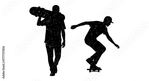 Skateboarders in Silhouette Action and Leisure.