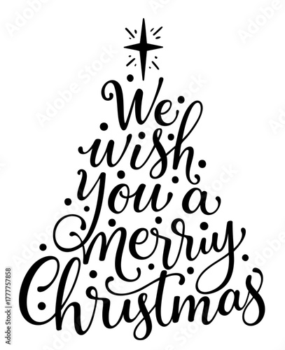we wish you a Merry Christmas calligraphy tree — elegant Christmas lettering typography calligraphy composition