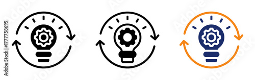 Innovation Process Icon Collection Glyph & Mixed Style 