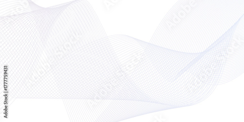 Dynamic minimal smoke sound blue line. Abstract glowing white blend line smooth flow soundwave curve energy gradient vector futuristic digital outline line science design.	