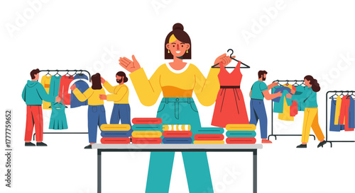 Organized Clothing Sale Event Promoting Community and Fashion Choices Together