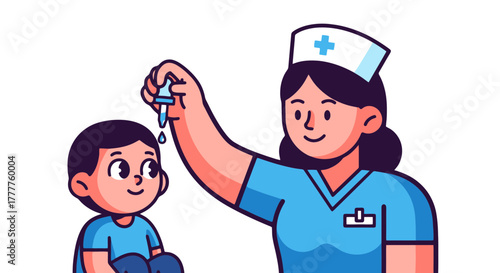 Pediatrician Administering Oral Medication to a Child in a Healthcare Setting