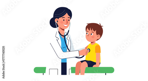 Pediatrician Examining Boy: Healthcare Professional Conducting Medical Checkup for Child