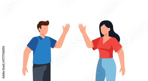 People Greeting Each Other With a High Five, Celebrating Together With Joy