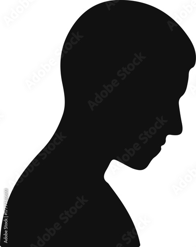 Man head silhouette. Sad man. Profile contour. Vector illustration.	
