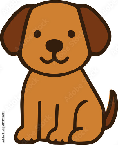 Brown cartoon dog icon. Vector illustration.