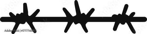 Barbed wire. Black silhouette. Vector illustration.