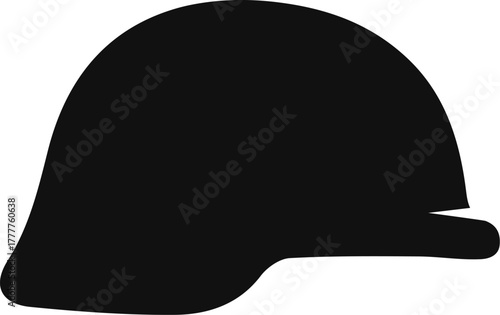 Military helmet icon. Vector. Flat design. Black silhouette.