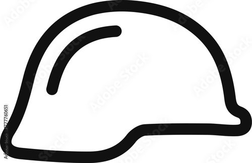 Military helmet icon. Vector. Line style. Profile silhouette