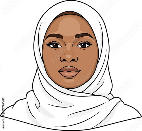 African Ghana woman with a white shawl covering her hair vector illustration