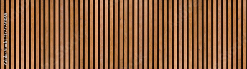 Wood background banner panorama long - Brown wooden acoustic panels wall texture , seamless pattern, vertical