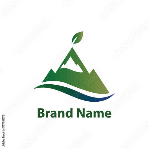 Mountain Landscape Nature Leaf Logo