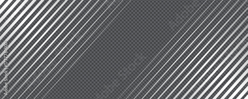 Diagonal stripe pattern with reflective gradient line and light gradation vector effect. Gradient transition lattice background adds metallic rhythm on transparent bg with smooth fade geometry.