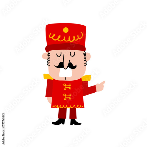 Cute nutcracker soldier character vector illustration, christmas toy