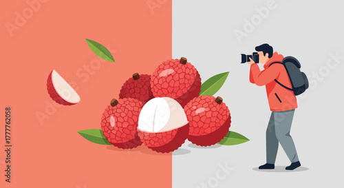 Photographer Capturing Vibrant Lychees with Fresh Aesthetics and Appealing Composition