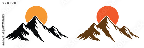 Mountain vector silhouette, icon, logo, illustration on white background