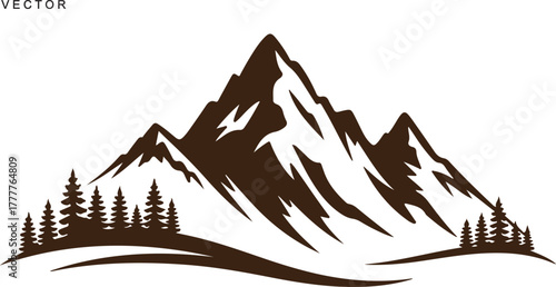 Mountain vector silhouette, icon, logo, illustration on white background