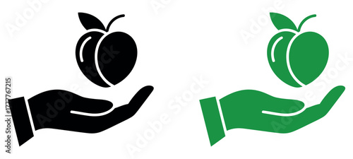 Minimalist hand holding a stylized apple fruit, perfect for health, wellness, and organic food concepts in modern design Vector.