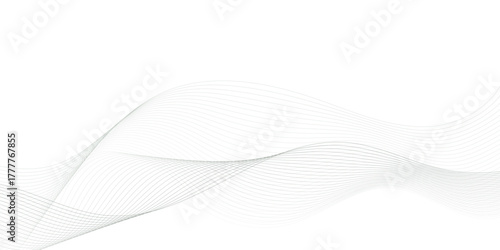 Vector wavy grey lines flowing smooth digital futuristic technology curve ocean black gradient color on transparent background. Design for technology, science, music, sound, banner, poster, modern.	
